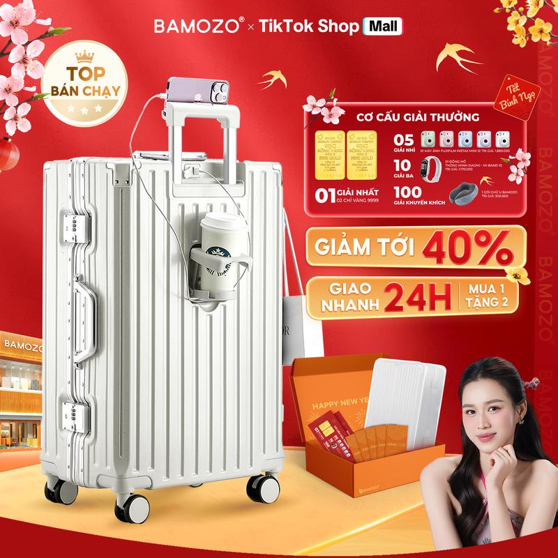 FLASH SALE Vali Bamozo Khung Nhôm 9066 Cao Cấp Nhựa Pc Nguyên Khối Chống Va Đập Size 20 24 4 Bánh Xoay 360 Độ Khóa Số Bảo Mật Phù Hợp Đi Du Lịch Kí Gửi Nam Nữ _9066