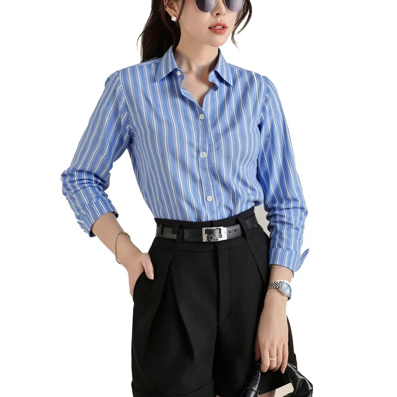 Áo sơ mi nữ kẻ sọc Kelins, Cotton Linen  Năng Động, Thoáng Mát , Freesize