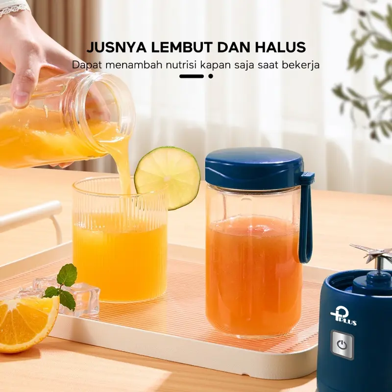 Kaca Blender Mpasi 8 Pisau Juice Portable 1 Botol Mini USB Blander Biru 380ML Juicer 5