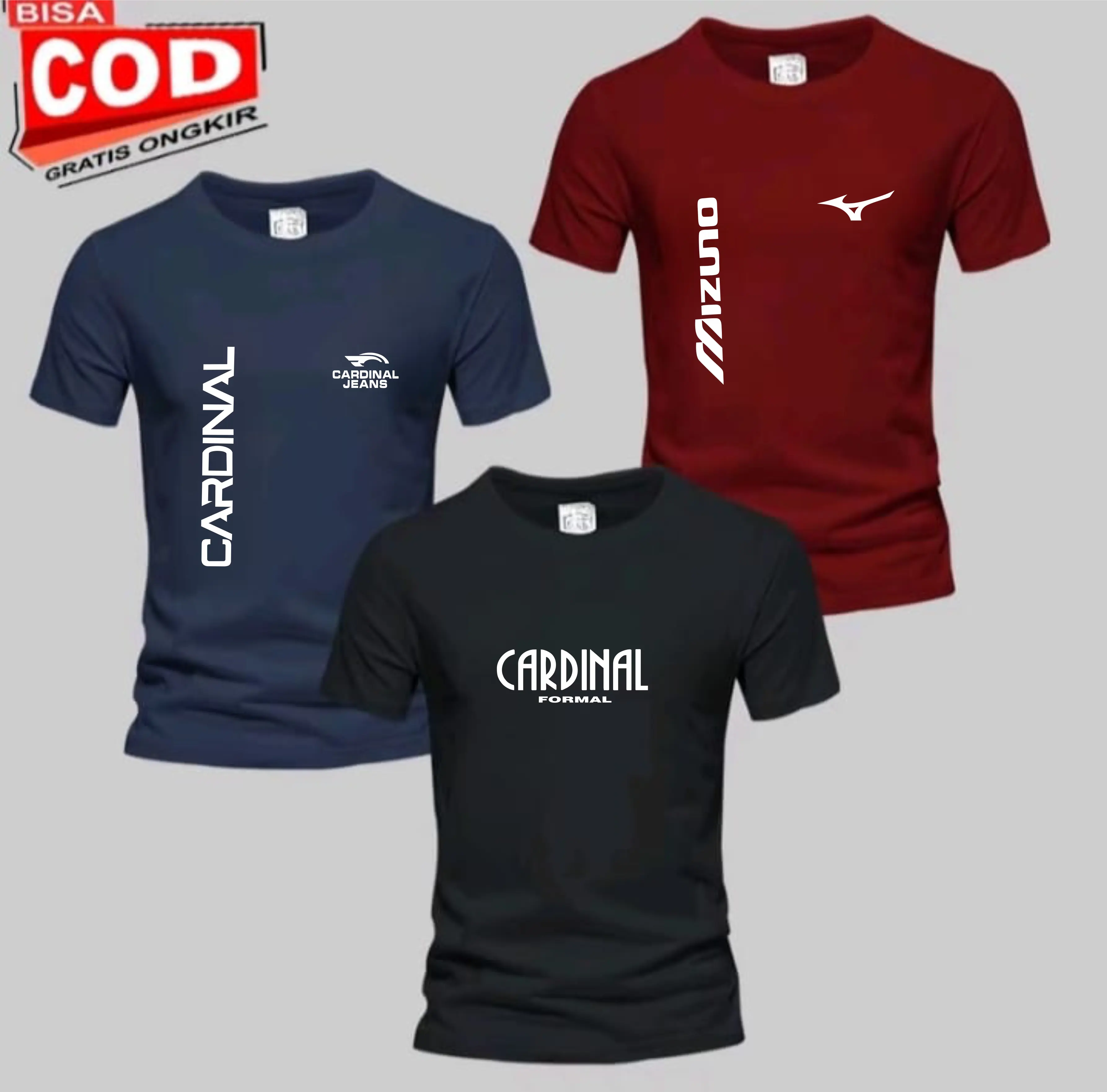 PROMO COD ( BAHAN TEBAL ) BUY 1 GET 3PCS Kaos Distro 100% COTTON Kaos Pria I  Wanita Kaos Distro Lengan pendek logo C4DINAL FORMAL- MIZUNO TEX KIRKA PRIN WHITE PREMIUM