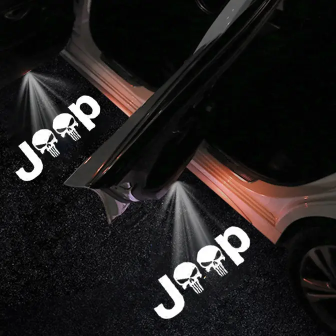 2PCS New Universal Led Car Door Welcome Laser Projector Logo Ghost Shadow Wireless Car Courtesy Lamp kit For Jeep welcome light Projection Lights laser door light accessory courtesy light Automotive interior door light ambient tiktok shopsprng glowup 2