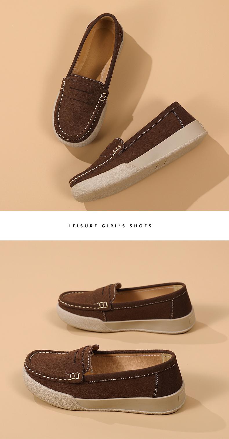 Product Introduction of Giày Da Lộn Cổ Điển Cho Nữ, Giày Đế Mềm, Giày Trượt Chân, Thường Ngày Round Toe Flat Heel (1 cm or less) Shoes Thun 16