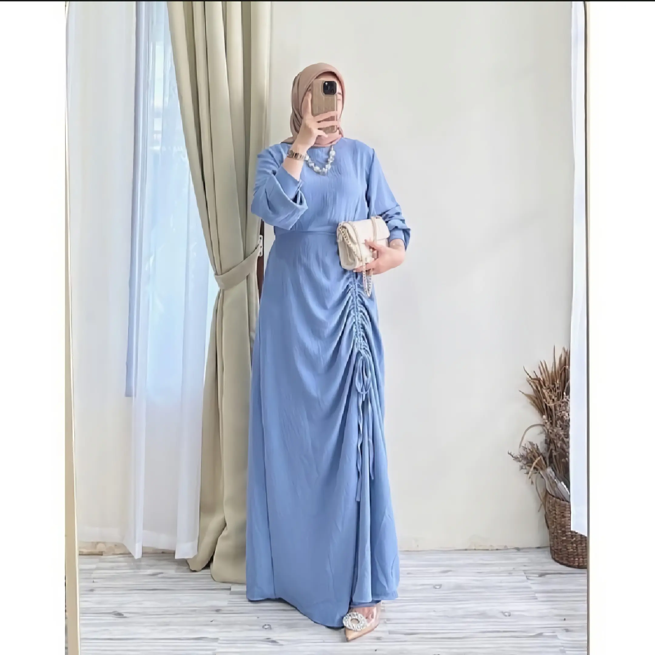Gamis Serut Dress Busui Crinkle Airflow Premium Wanita Muslim Panjang Maxi