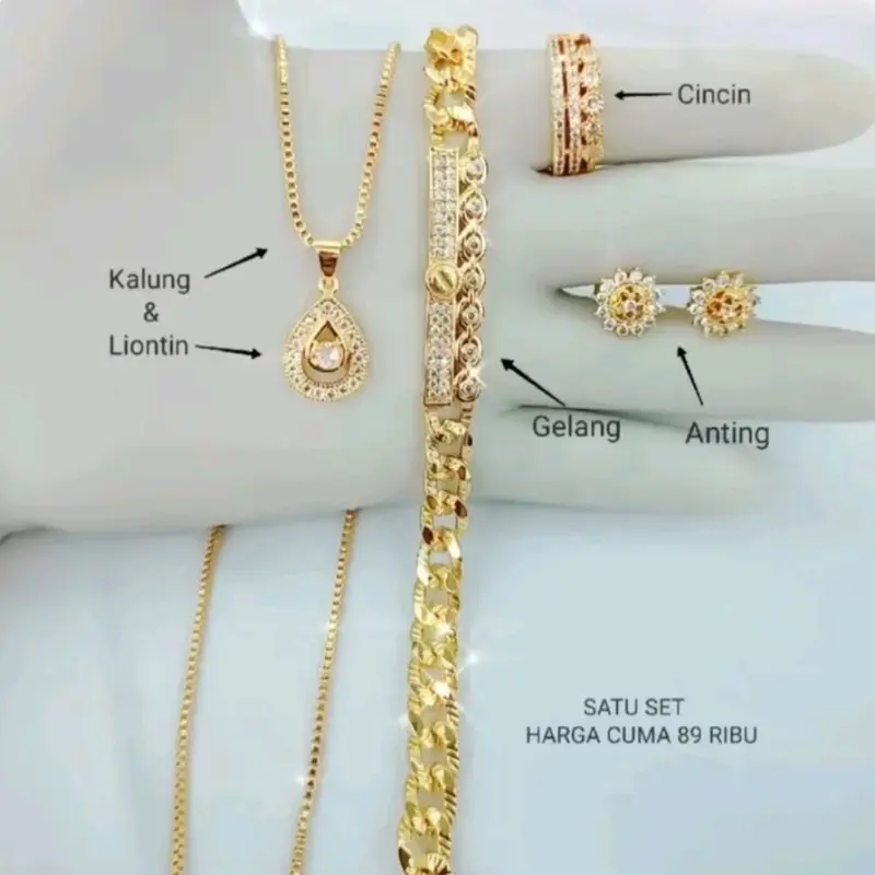 xyupig satu set perhiyasan motif mahkota sangat bagus dan tidak luntur dan berkarat 1
