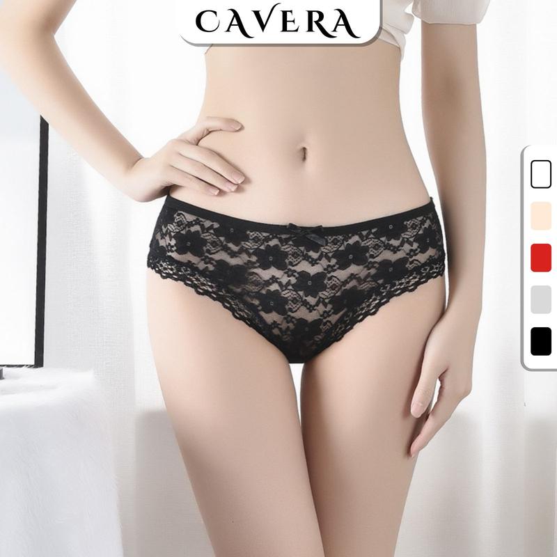 Quần Lót Ren Hoa Cao Cấp Siêu Gợi Cảm Đính Nơ Đáng Yêu , Quần Chip Nữ Đáy 2 Lớp Thoáng Mát CAVERA L104 Women Viền Ren