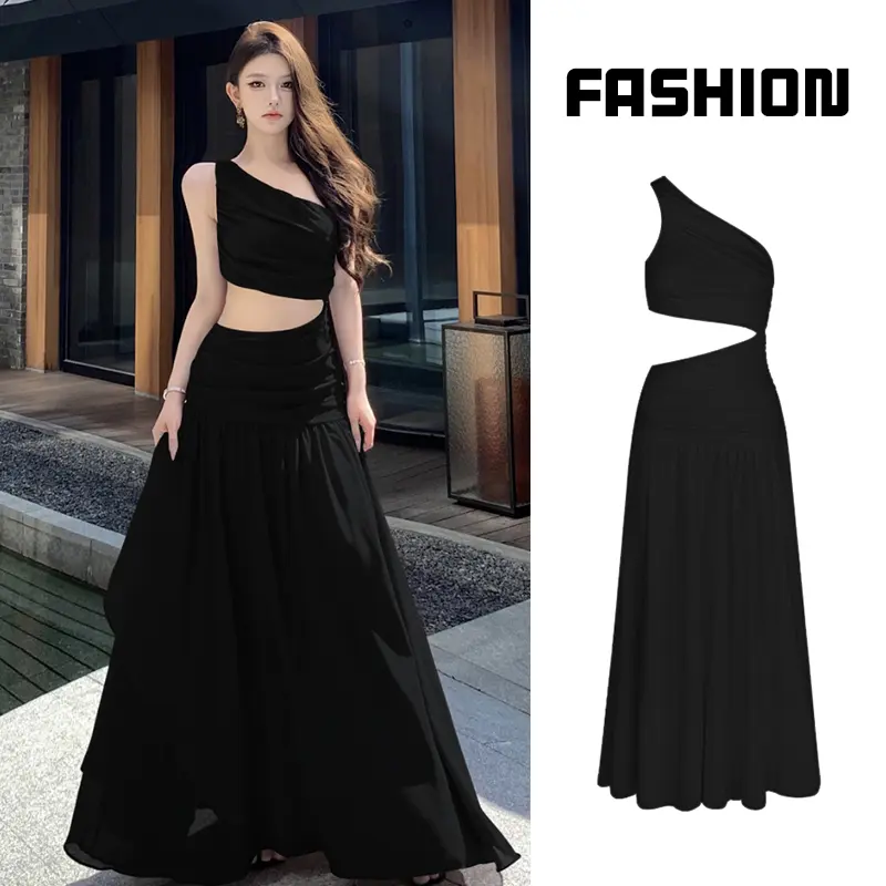 French Niche High-end Cool Style Off-shoulder Waist-exposing Dress for  Women Beach Vacation Atmosphere Super Fairy Long Dress Fashion Versatile  Personality Casual Dresses#99061 - TikTok Shop Philippines