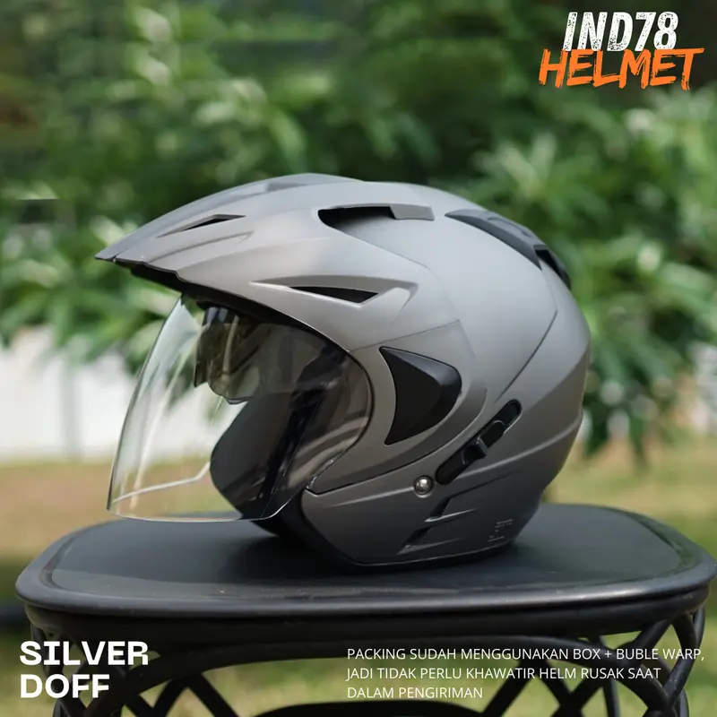 INK HELM HALF FACE JP8 EDITION DOUBLE VISOR KACAMATA FREE STIKER PACKING BOX - MARUN GLOSSY 8
