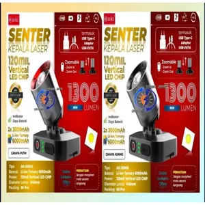 Senter Kepala Zoom Aoki Pro 80 Watt AK 3695A/ AK 3696K Warna Putih / Kuning Camping Sama Casan
