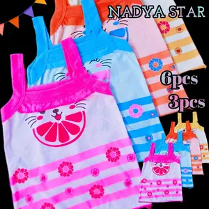 6Pcs Kaos Dalam Anak Perempuan/Tanktop Anak Perempuan Motif Kucing
