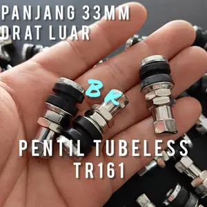 [25/100 Pcs] Paket Pentil Ban Luar Tubeless Pendek TR161 Drat Luar Panjang 33mm