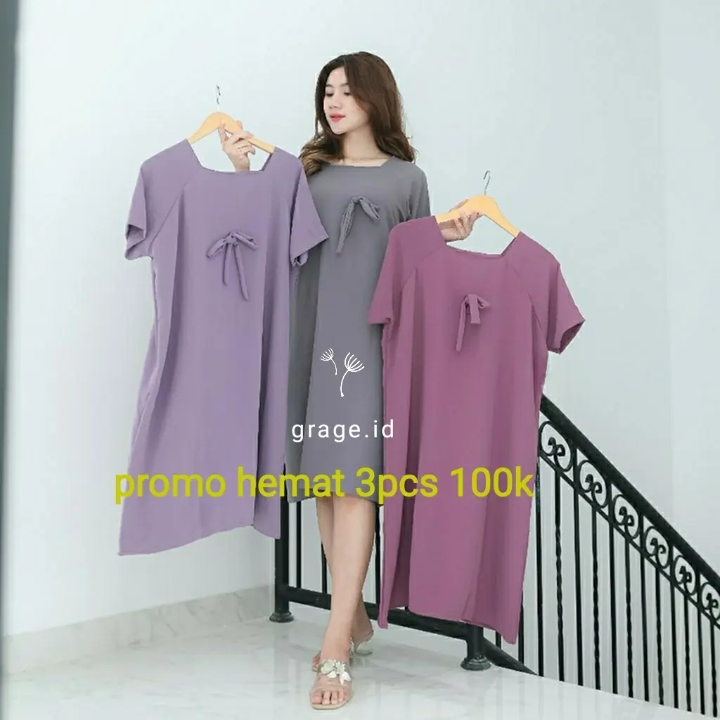 Paket Hemat 2Pcs Daster Crinkle Airflow Premium Polos Kekinian - Lembut
