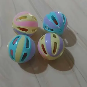 (Harga 1 Biji) Cat Bell Ball Mainan Hewan Peliharaan Kucing Anjing Bahan Plastik Termasuk Lonceng Bola Mainan Interaktif Kucing Lempar Tangkap