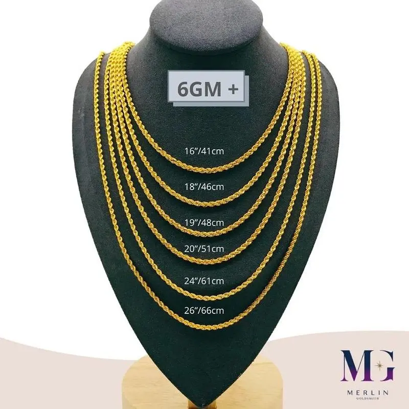 Merlin Goldsmith 916 22k Gold Hollow Rope Chain (HRC 6GM+)