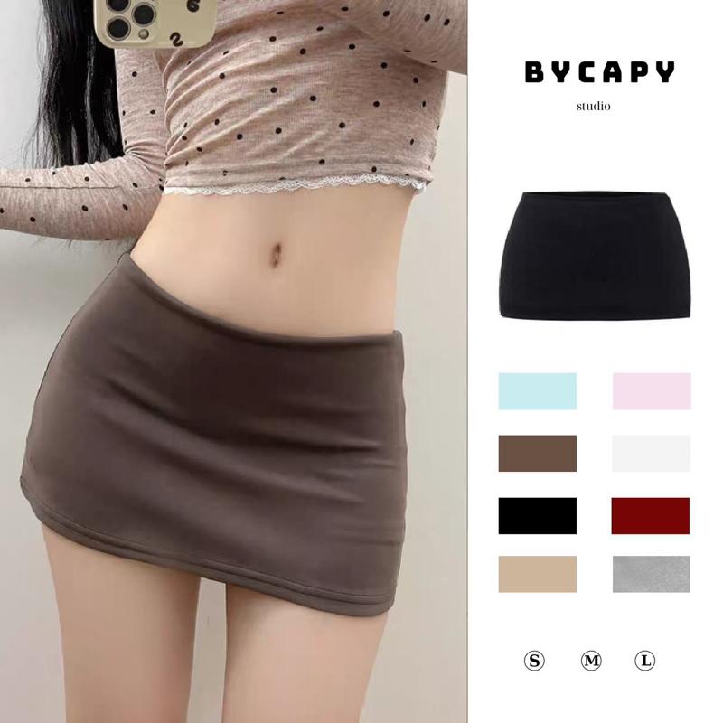 BST Thu Đông Chân Váy Nỉ Trơn Ngắn Chữ A Form Ôm Hack Dáng Có Quần Bảo Hộ - BYCapy
