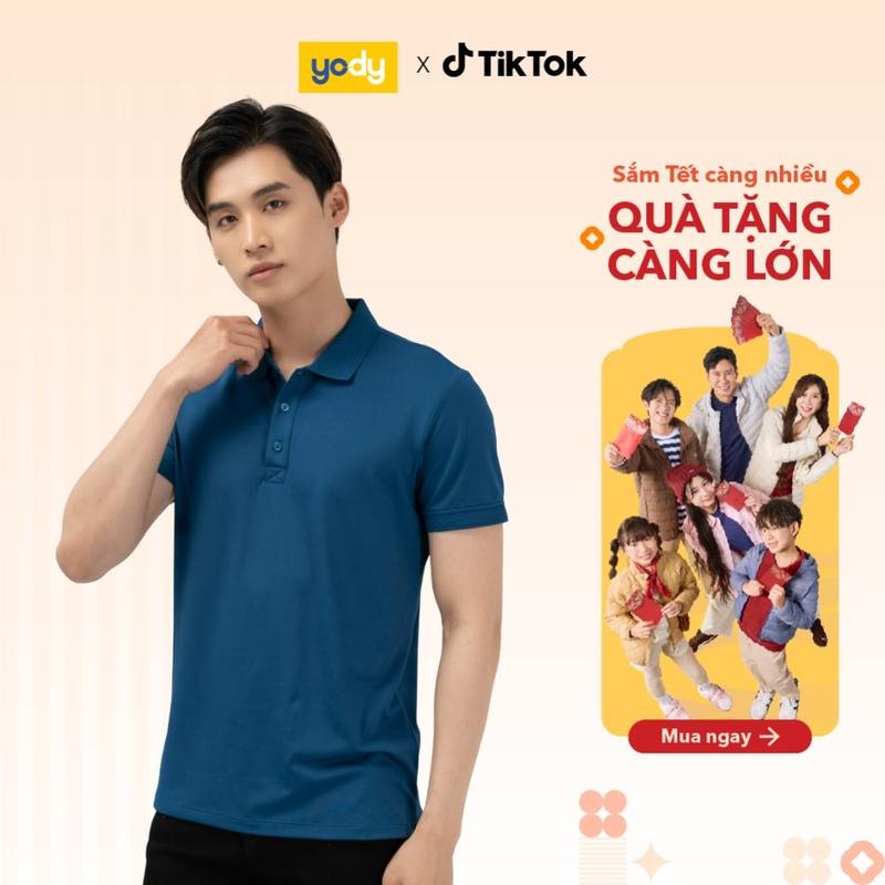   SALE 30% YODY Áo Polo Nam Cổ Bẻ Vải Coolmax Bo Dệt Nổi APM5179 