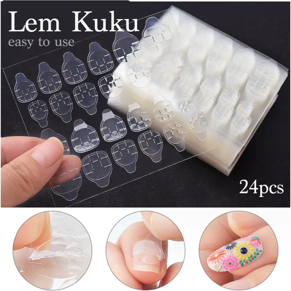 24pcs Lem kuku Palsu Double Tape / Nail Glue Gel Double Tape Kuat / Sticker kuku / silicone double tape kuku high quality KU003