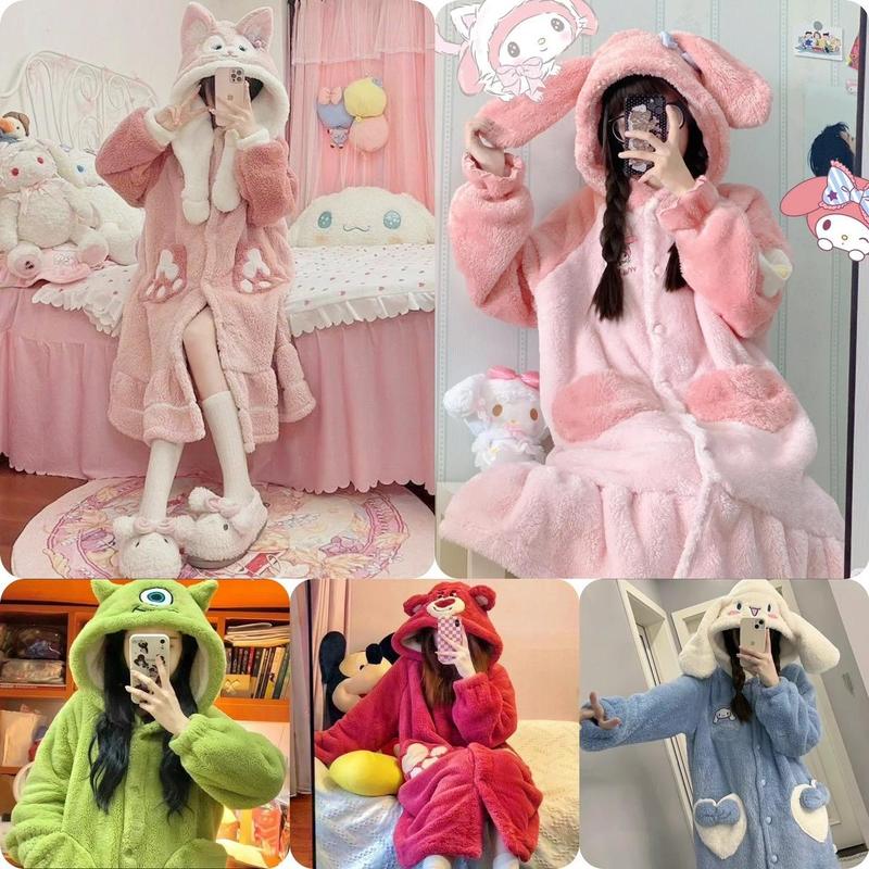   Xả hàng  Áo choàng Váy ngủ lông dài tay mềm mại ấm áp Đầm Ngủ áo choàng ngủ hình thú váy0 Xưởng may Sm áo choàng 