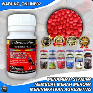 Kamlang Kering Super Red Pills 100 tablet - Doping Menambah Stamina Tenaga Menaikan Mental Motorik Menguatkan Nafas & Agresif Saat Bertarung
