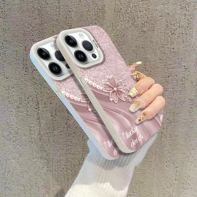 CASING FL0WER P1NK FOR IPH0NE OPP0 V1V0 INFIN1X S4M5UNG RE4LME REDM1 BUNGA LUCKY MANIK-MANIK PEARLS TERKINI PREMIUM NEW CASE CYK0456 2