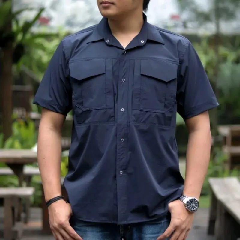 kemeja  Tactical  paspampres bahan streaching lengan pendek saku miring tahan air Nyaman 4