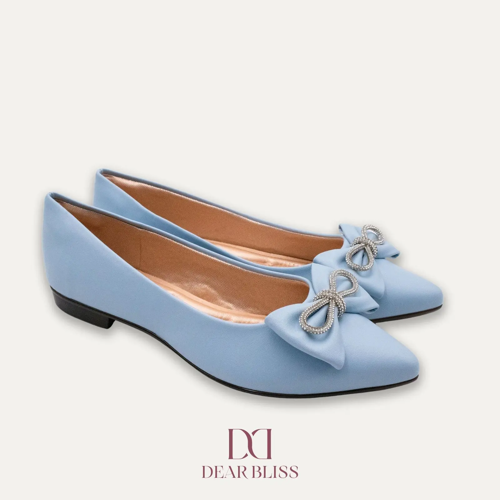 DEAR BLISS Julieta Crystal Lazo Blue Pointed Toe Flats