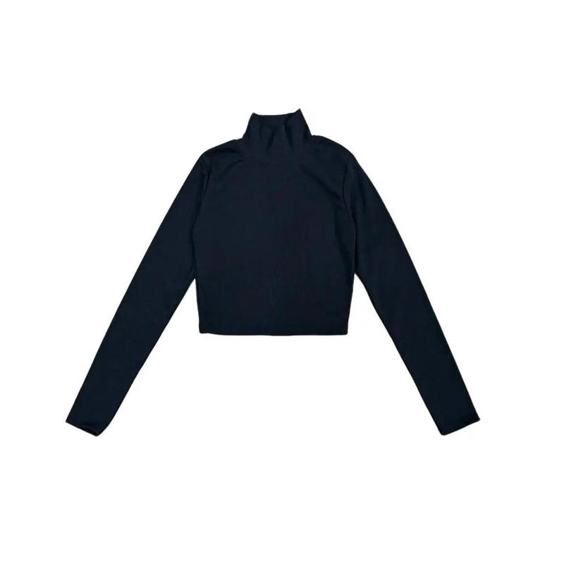 Áo Thun Cổ Lọ Croptop Tay Dài 8P Nữ, Chất Liệu Tăm Lạnh, Dáng Ngắn, Mềm, Thoáng Mát, Form 39kg đến 55kg Tuỳ Chiều Cao