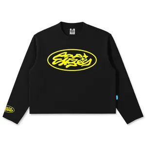 Popsicles Longsleeve Boxy Lengan Panjang Hitam Rules the World - Boxy Crop Longsleeve Kaos Unisex Motif Printing Wanita