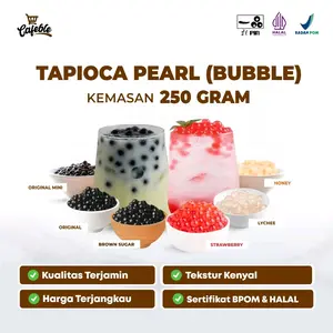Tapioca Pearl/Bubble/Boba ITPIN Hitam Merah Putih Kuning Original Brownsugar Mini Strawberry Leci Honey Madu kemasan repack 250 gram