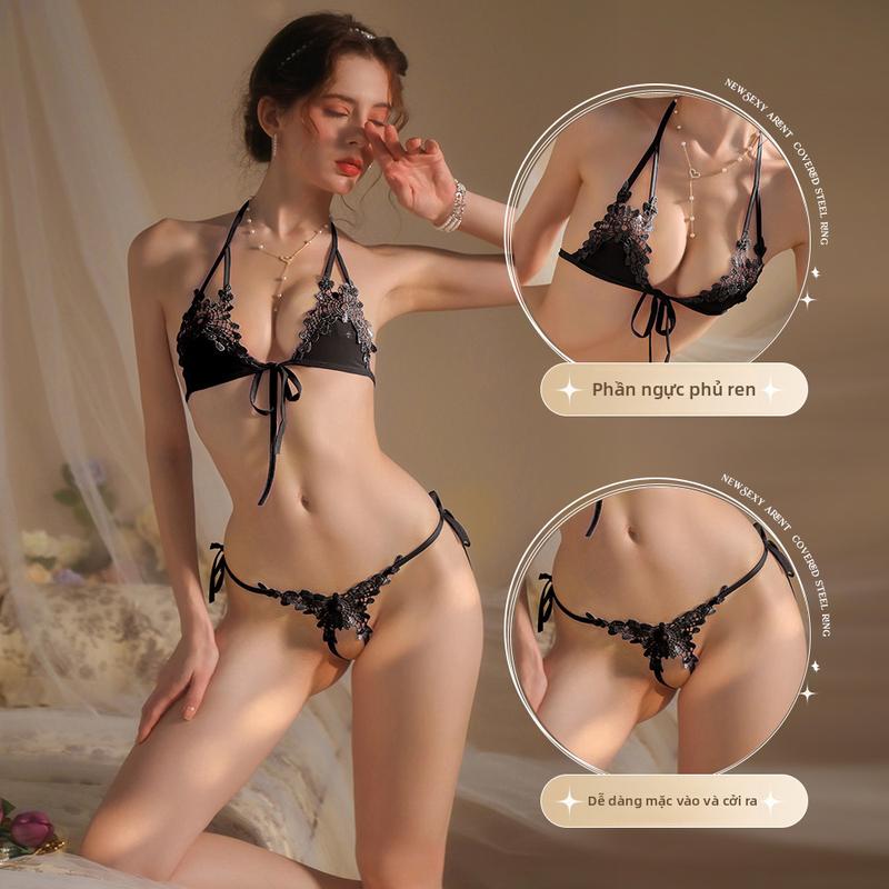 Set Bikini 3 Mảnh Phối Ren Dây Cột | Đồ Lót Sexy Thuần Dục Thiết Kế Tiện Lợi…