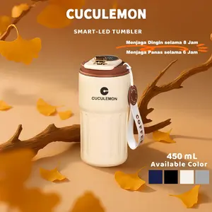 Cuculemon Smart LED Temperature Display Tumbler 450ml tamler hot cool 316 Stainless Steel tumbler coffee mug vacuum flask water bottle botol iceland botol kecil Tumblr kopi gelas pendingin botol minum termos tutup wadah plastik multifungsi