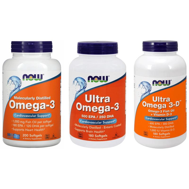 NOW Foods Omega 3 Fish Oil 180 EPA 120 DHA / Ultra Omega 3 500 EPA 250 DHA / Ultra Omega 3D 600 EPA 300 DHA / Flax Oil 1000mg ( Select Type)