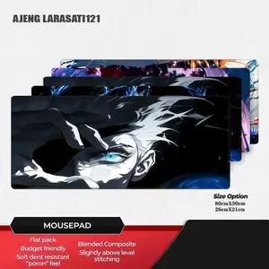 Gaming Deskmat Mousepad Anime aesthetic karet stitched border anti slip comfortable sleek popular viral TikTok top seller besar lebar polos for laptop setup