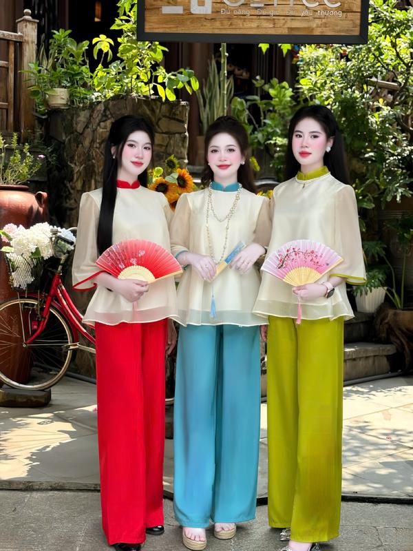 FREESHIP C18 SÉT Đồ Bộ Pháp Phục babydoll kèm QUẦN Chất chéo Hàn áo 2 lớp Đi DU XUÂN ĐI CHÙA ĐI CHƠI 38KG-60KG Nữ Kem Women Top Bơ Thời Trang Miju