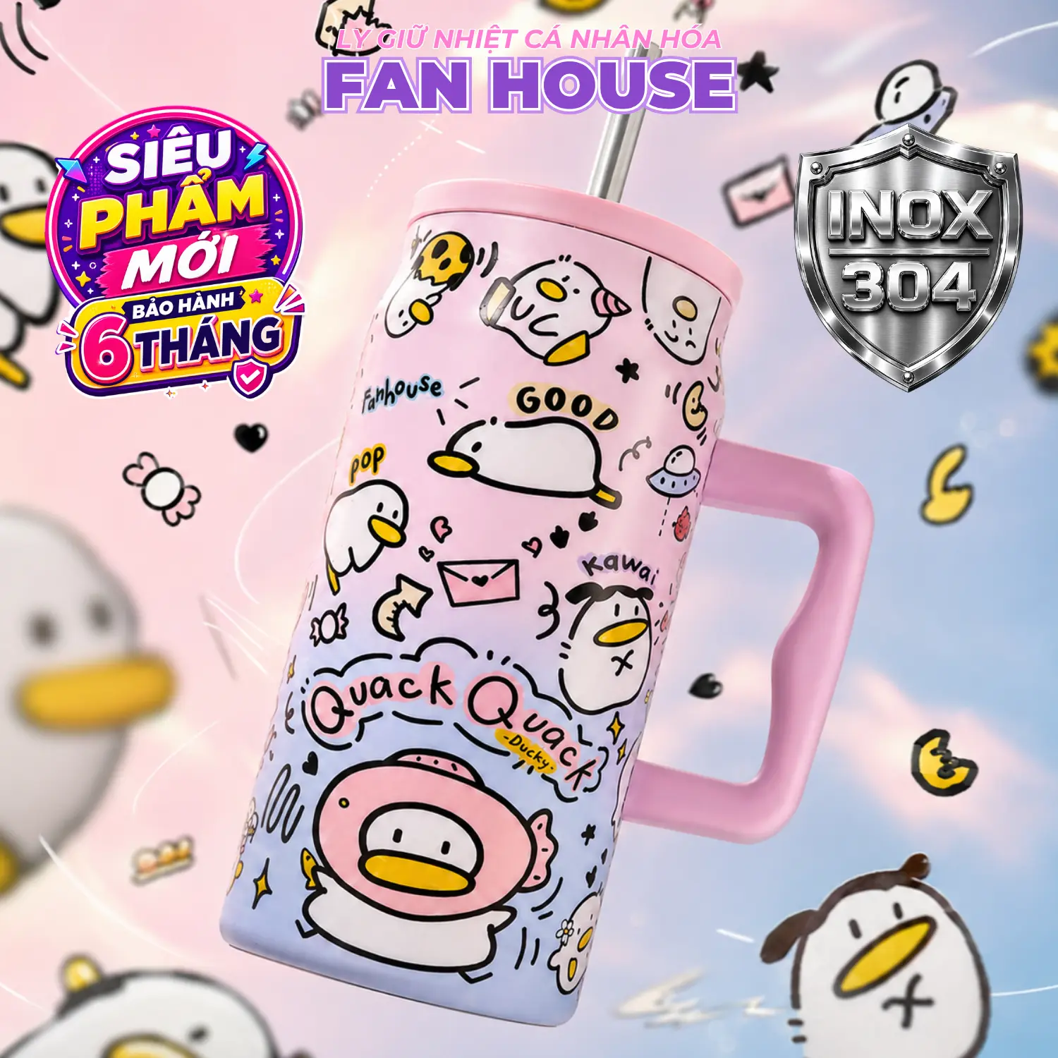Bình giữ nhiệt BIGCUP dung tích 1500ml chất liệu inox 304 Fan House