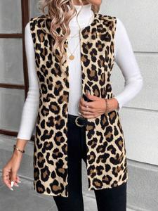 Chaleco sin mangas vintage con estampado de leopardo para mujer, top casual de moda para mujer, atuendo veraniego elegante