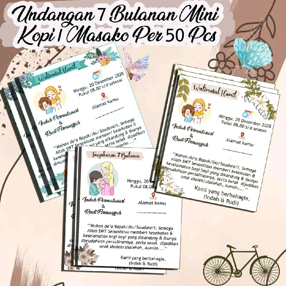 Undangan 7 bulanan Per 50pcs Kertas