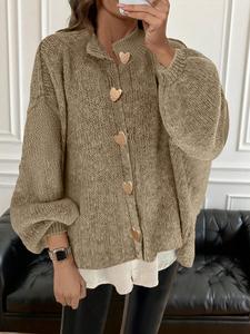 Suéter de cárdigan tejido para mujer para otoño e invierno, holgado y cómodo, top elegante minimalista de estilo casual de negocios, ropa femenina adecuada para uso casual, negocios, vacaciones y temporada de graduación.