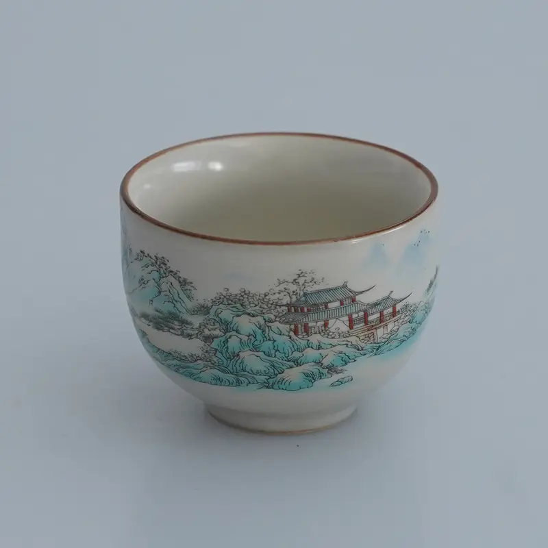 Teacup,Ru Kiln mountains and rivers porcelain teacup-G1181
