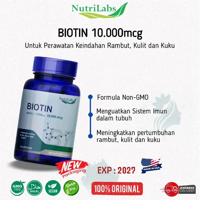 Nutrilabs Biotin 10000mcg Vitamin Perawatan Rambut Original 0
