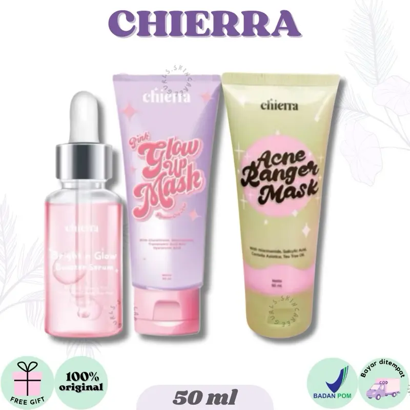 Chierra - Pink Glow Up Mask (PINK) | Acne Ranger Mask (HIJAU) | SERUM