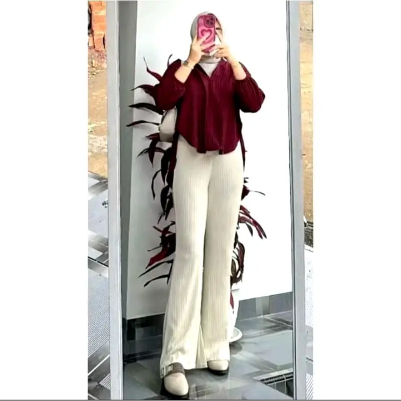 Celana Cutbray knit japan line wanita dewasa - Celana cullote cutbray knit rib 4
