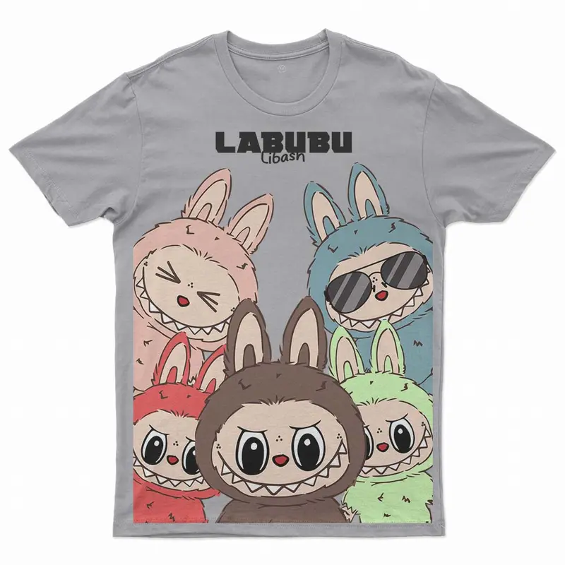 Libash Pakaian Anak Kaos Unisex Umur 3-8 Tahun Labubu Combed 30s Atasan Kids Fashion imut mustar kaos anak perempuan 3