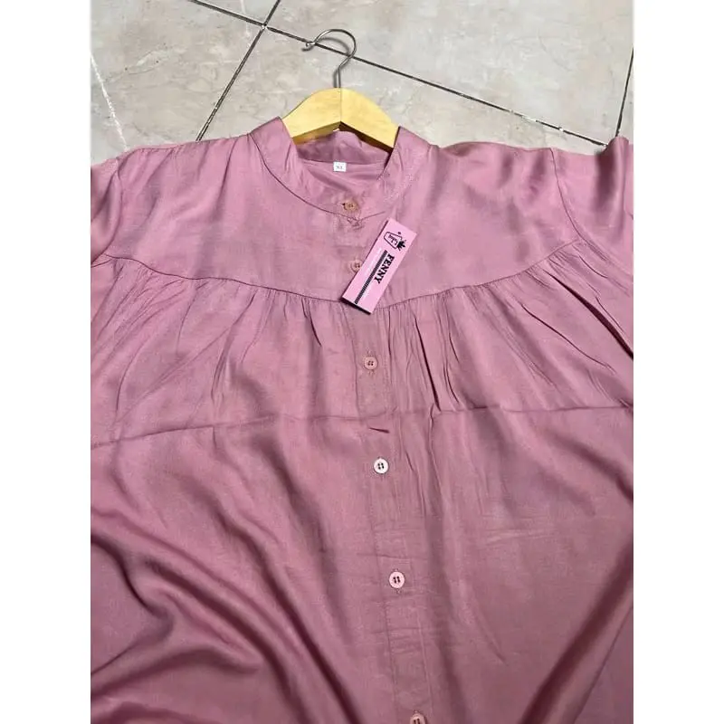 Shalsa Blouse Rayon Twill / Kemja wanita / Atasan katun wanita casual / kemja polos panjang wanita Tangan Karet 4