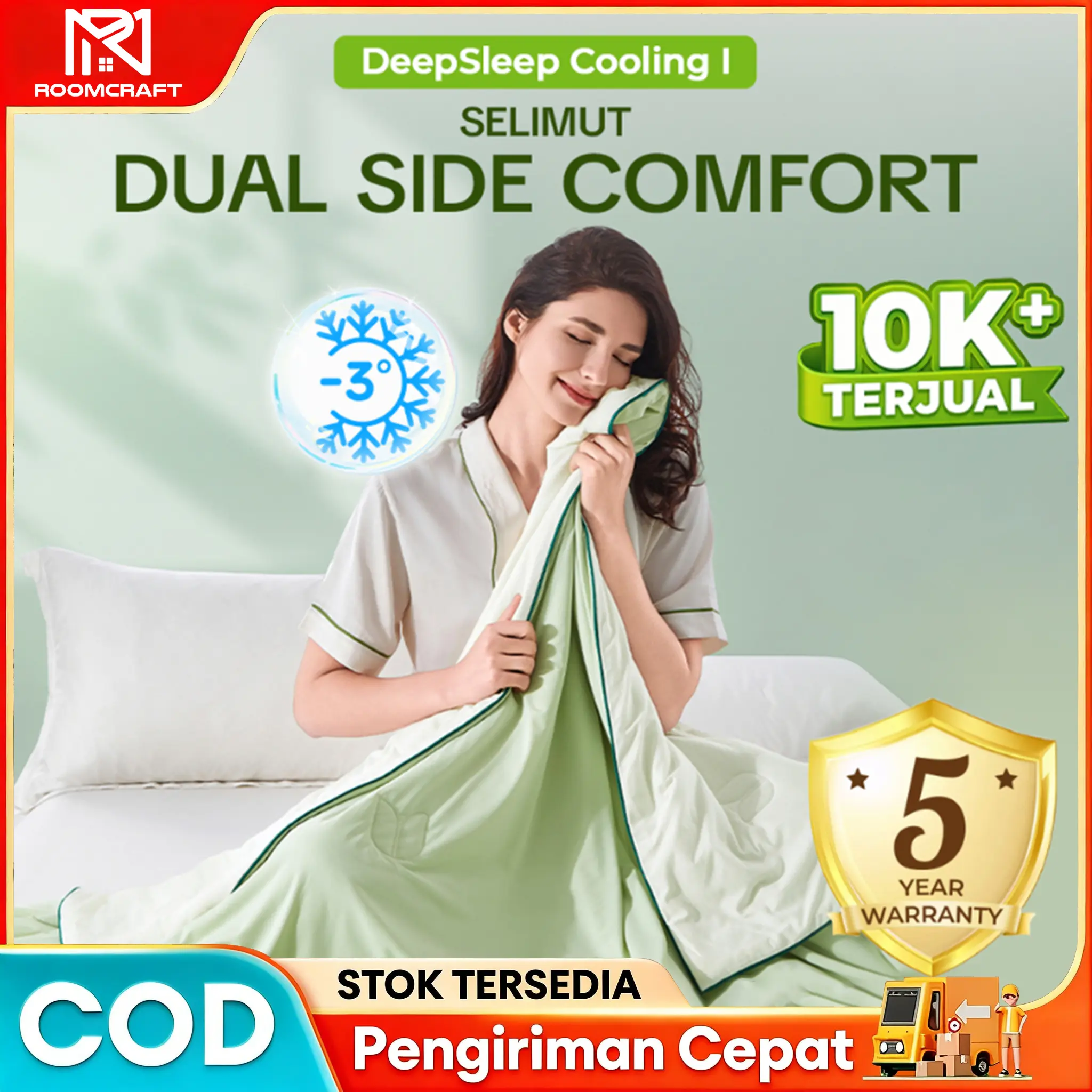 [Premium Cooling Blanket] COD 2 Sisi Dingin Anti Bakteri Halus Lembut Bahan Adem Premium 4 Warna Ukuran 150x200 200x230 Hand Wash Dry Clean Hadiah Harga Ekonomis Room Craft Mall