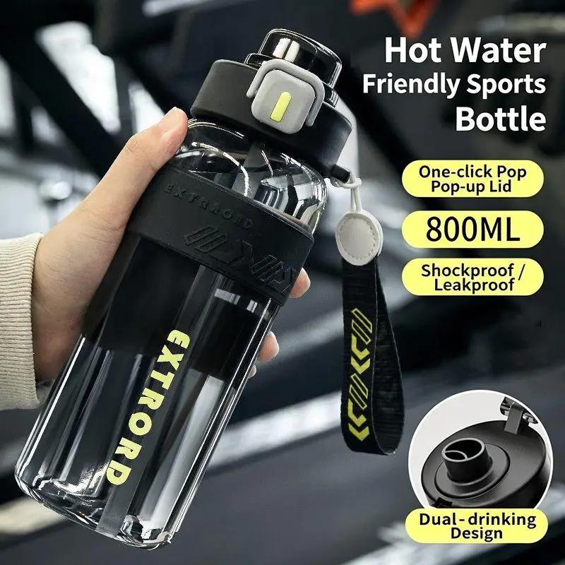 Thể thao chai nước với rơm 800/1200ml leakproof chịu nhiệt BPA miễn phí cho cắm trại chạy Workout sử dụng hàng ngày