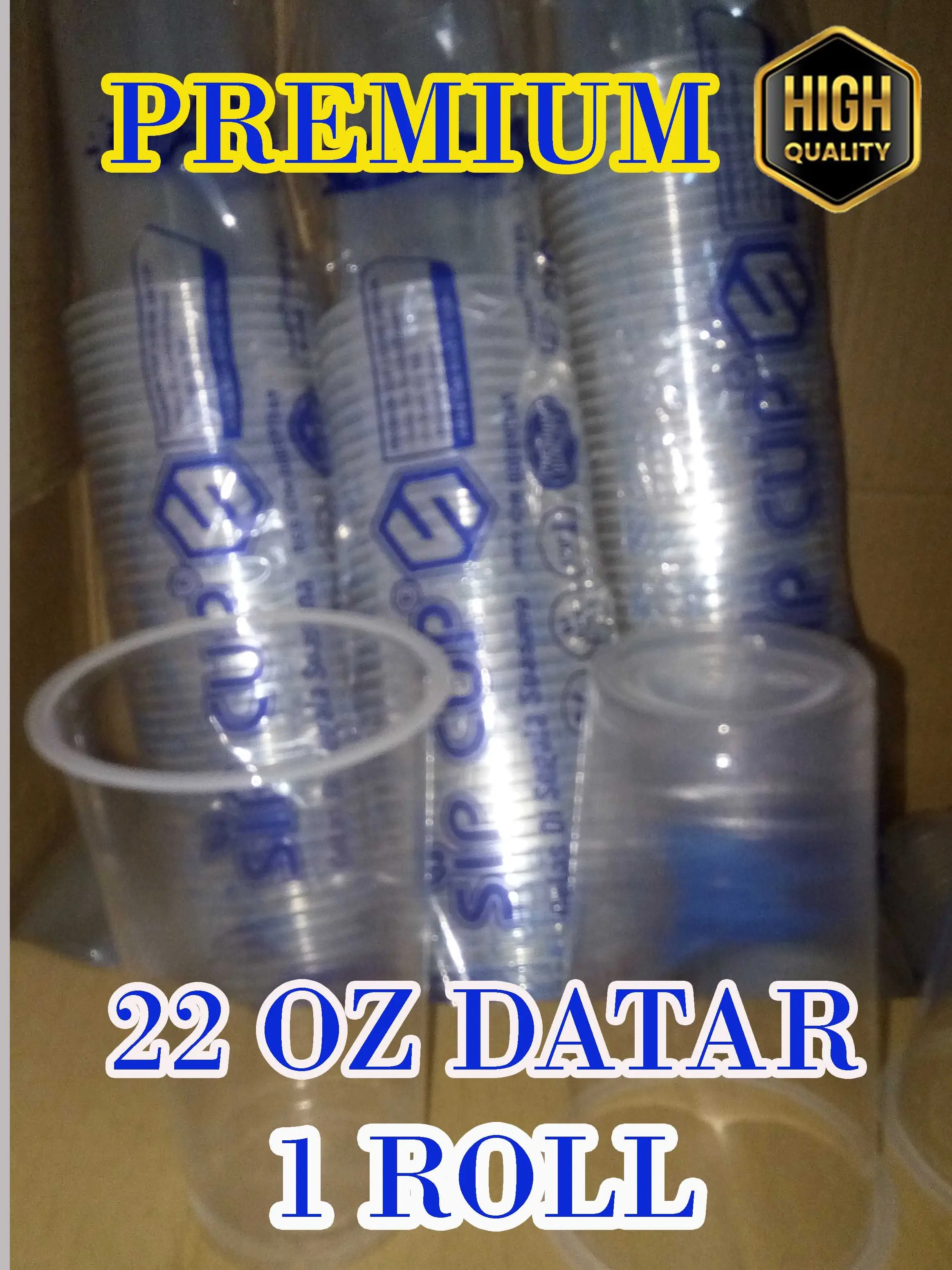 CUP GELAS DATAR 22 oz 7Gr SIP PREMIUM Tebal bening cup gelas es teh jumbo murah