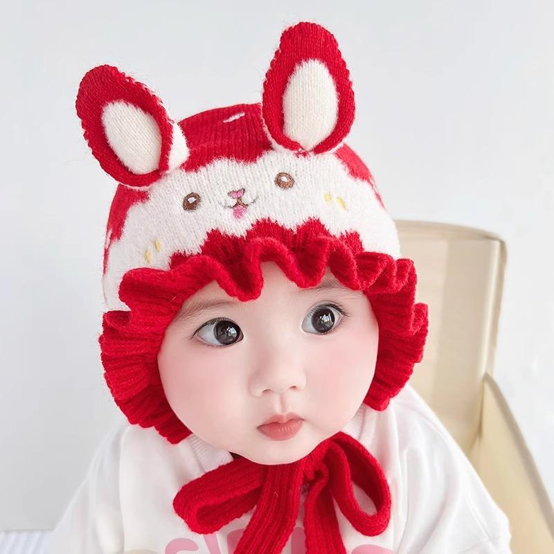 Mũ Dệt Kim Cho Em Bé Trẻ Sơ Sinh Thiết Kế Dễ Thương, Mềm Mại Và Ấm Áp, Có Bảo Vệ Tai, Mũ Nắp Ca-Pô, Cho Bé Trai Và Bé Gái Trẻ Mới Biết Đi, Mũ Len Đan Trơn, Thích Hợp Cho Em Bé ren màu hồng Kem 2