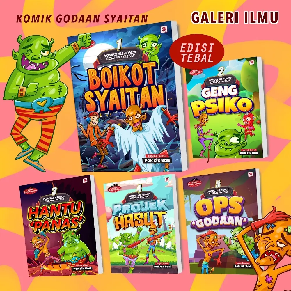 Buku Kompilasi Komik Godaan Syaitan untuk Kanak-Kanak - Books komik tebal (SKS 1A-SKS 5A)