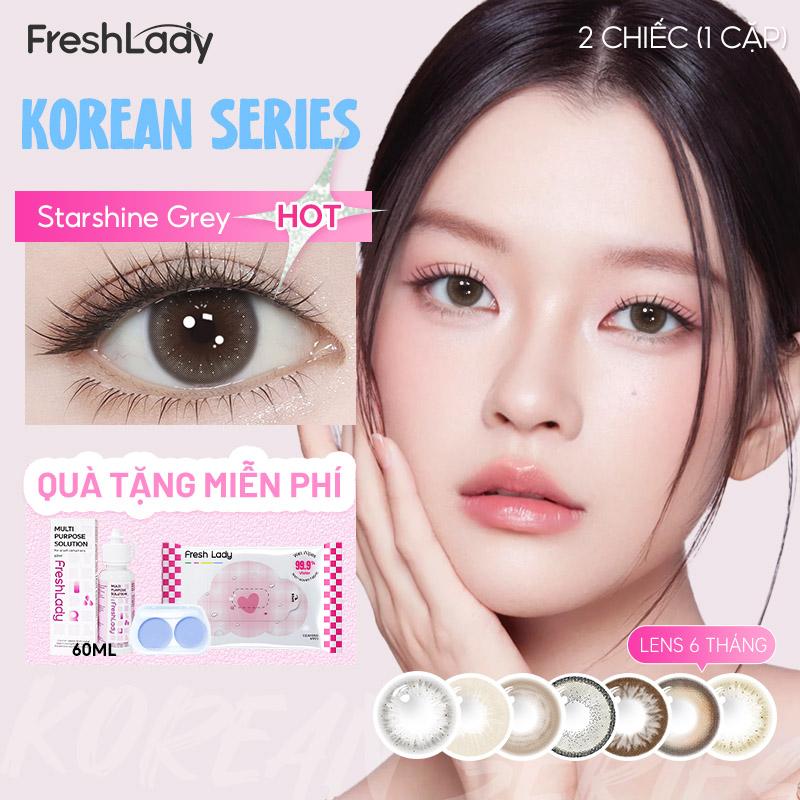 [HOT] Kính áp tròng 0-6 độ Black Brown Grey hạn sử dụng 6 tháng 14.0-14.5mm Freshlady Lens COD