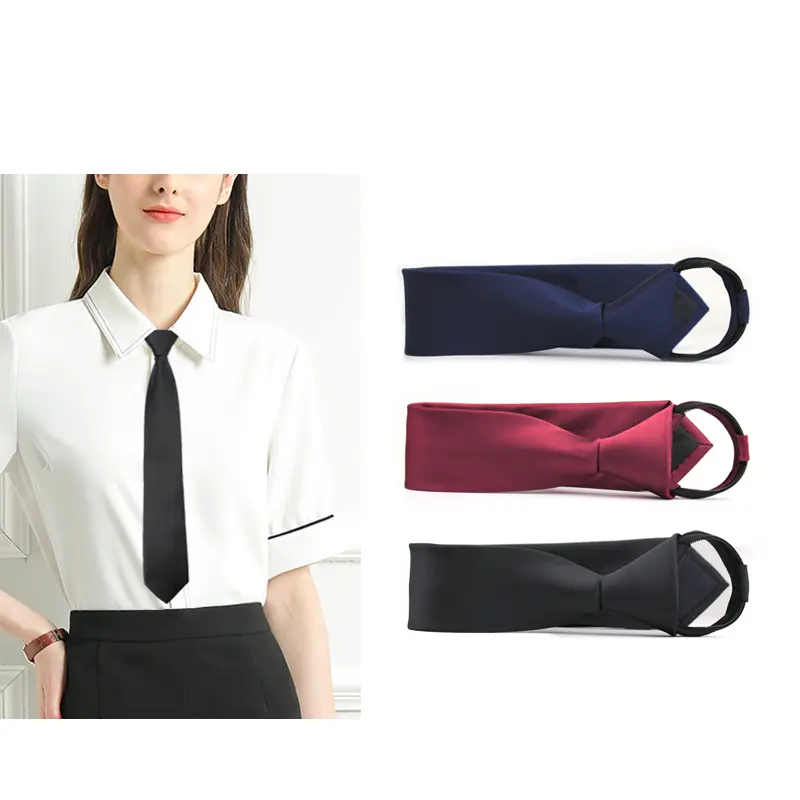 Women's Tie Decoration Women's Suit Shirt Black Tie Women's Short Free Blue Red Short Zipper